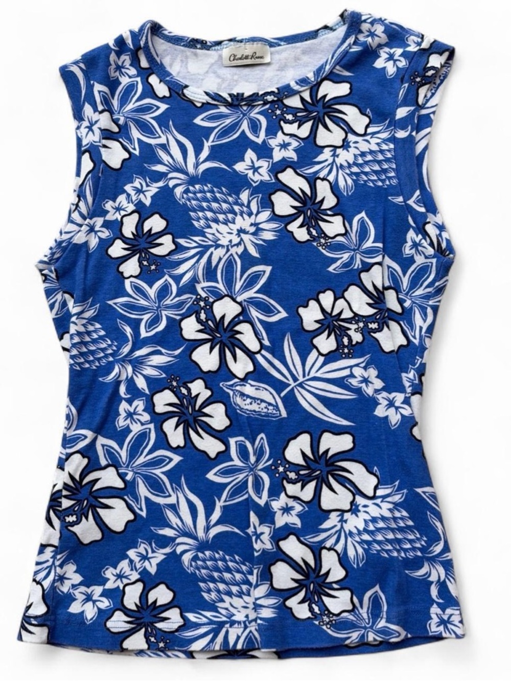 Vintage Y2K Charlotte Russe Tank – Hibiscus & Pineapple Print, Small